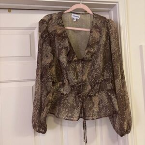 Steve Madden Brown Snake Print Blouse
